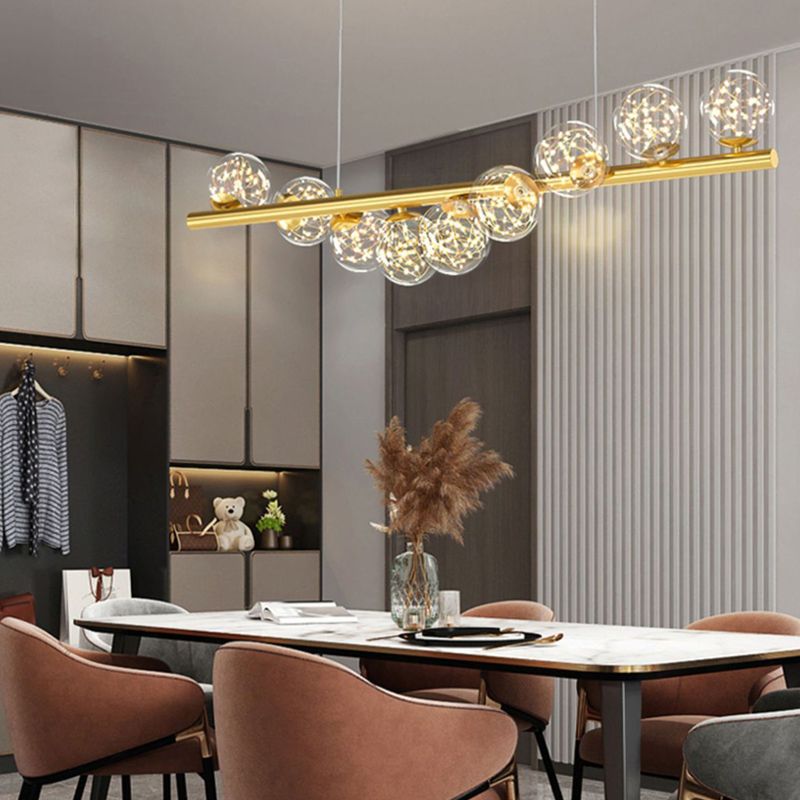 7/9/11-Light Contemporary Golden Kitchen Island Lighting Shaded Ceiling Light for Bedroom