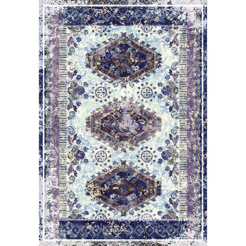 Moroccan Medallion Pattern Carpet Polyester Area Rug Stain Resistant Indoor Rug for Living Room