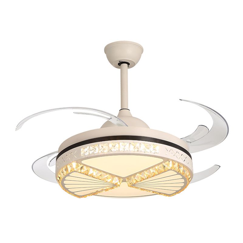 Luz de ventilador de semi descarga de albaricoque reversible 8 cuchilla de cañón de cristal biselado iluminación interior de interior