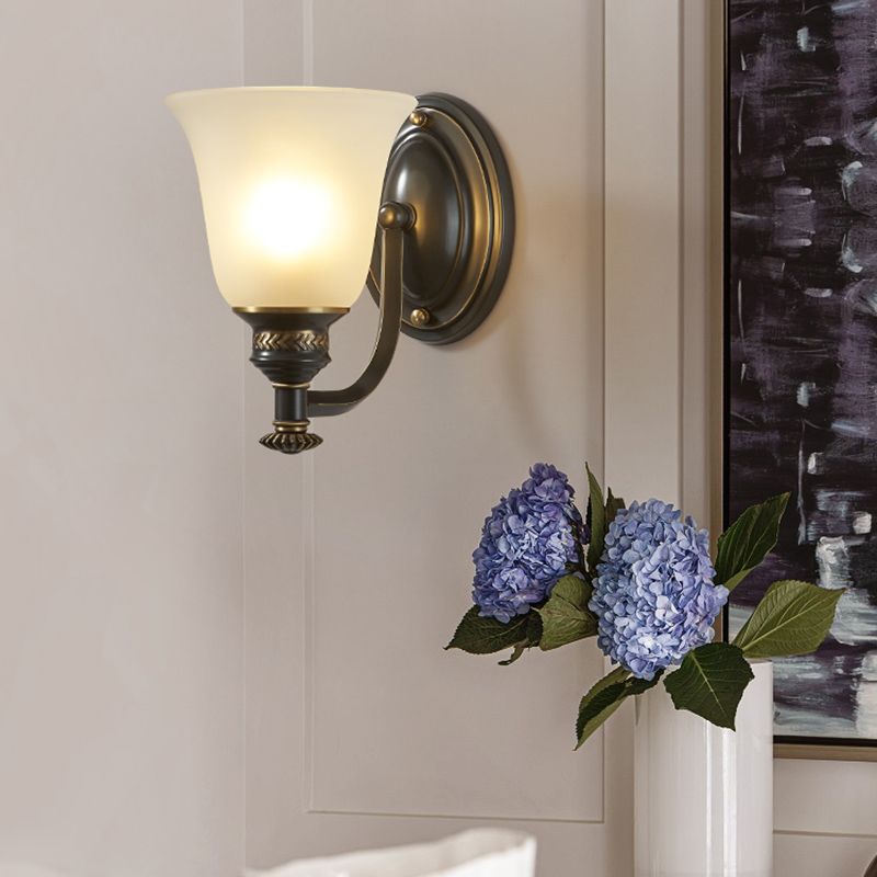 Frosted White Glass Sconce Light Cone Industrial Wall Sconce Light for Living Room