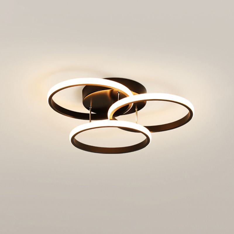 Metal Round Shade Flush Ceiling Light Modern 3-Lights Flush Mount Fixture