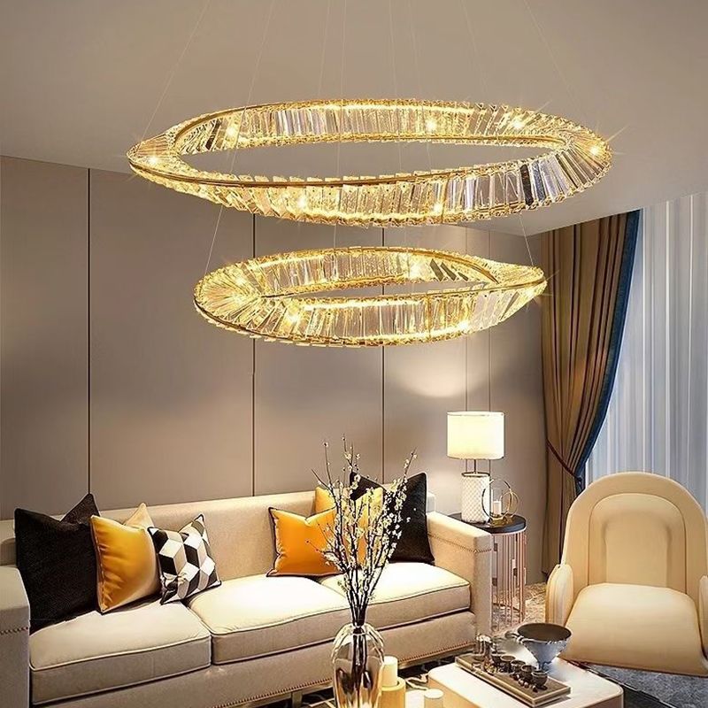 Modern Style Chandelier Lighting Fixtures Crystal Hanging Chandelier in Gold