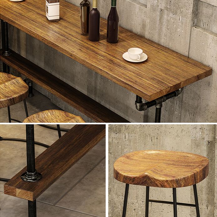 Solid Wood 1/2/4/7 Pieces Counter Height Set Rectangle Industrial Trestle Bar Table Set