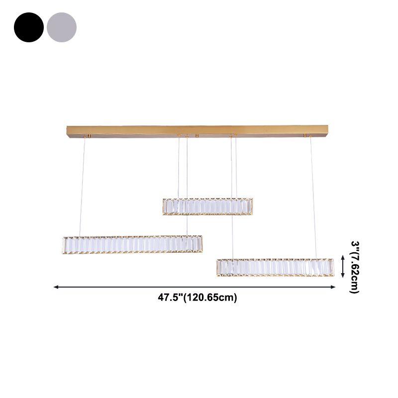 Contemporary Linear LED Ceiling Lamp Fixtures Crystal Island Pendant for Dinning Room