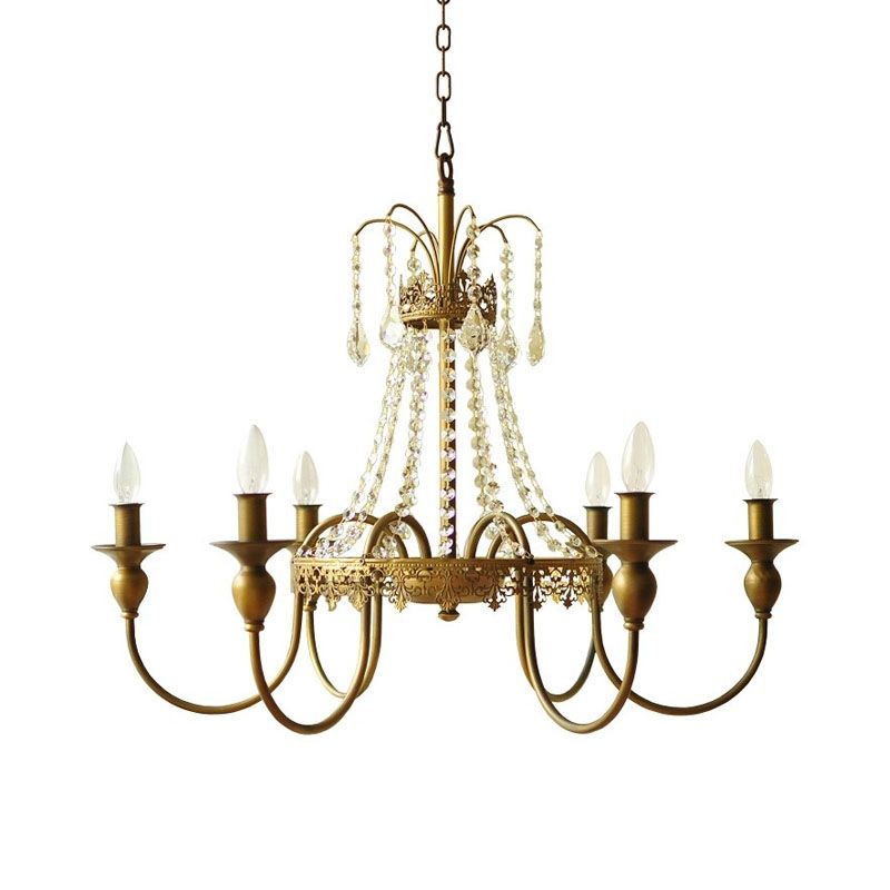 Cougies métal et cristal suspendu rustique 4/6 lumières salon lustre lumière en gris / blanc / laiton