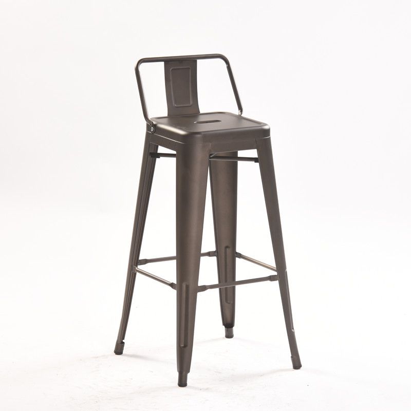 Industrial Style Metal Bar-stool Square Iron Seat Counter Stool for Kitchen Bar