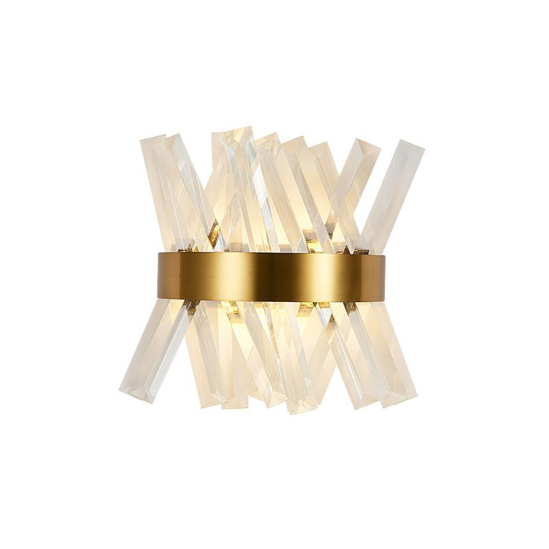 Crystal Unique Shape Wall Lights Modern Style 2 Lights Wall Light Sconce in Brass