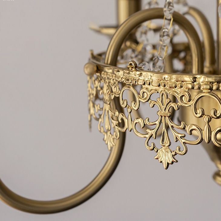 Candle Suspended Lighting Fixture American Style 5-Head Hanging Pendant Lights for Living Room
