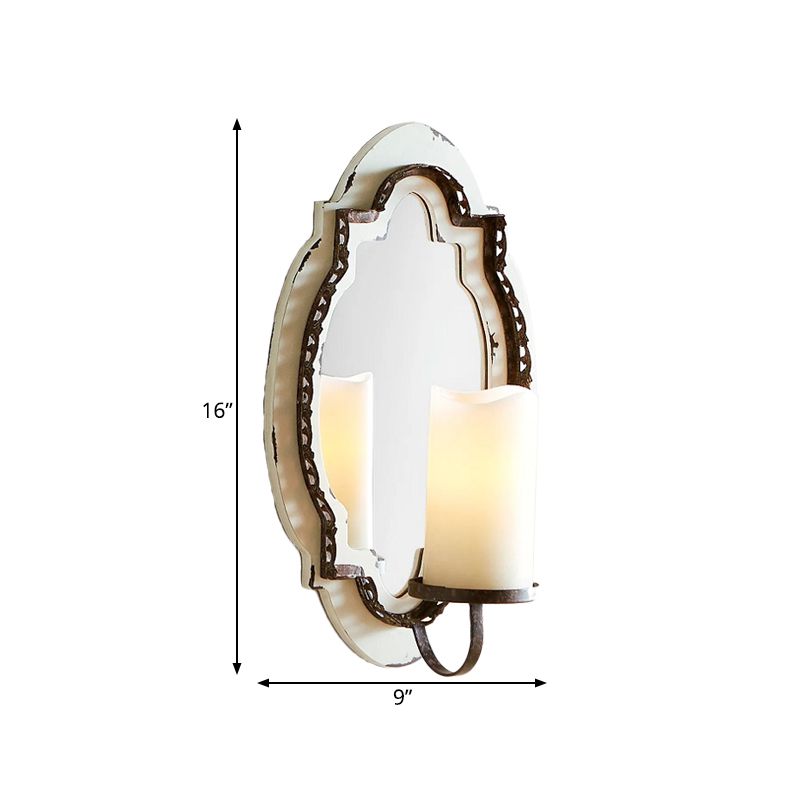 1 Light Vanity Sconce Light Rustic Cylinder Clear Glass Wall Lighting Fixture in Black/Blue for Bathroom