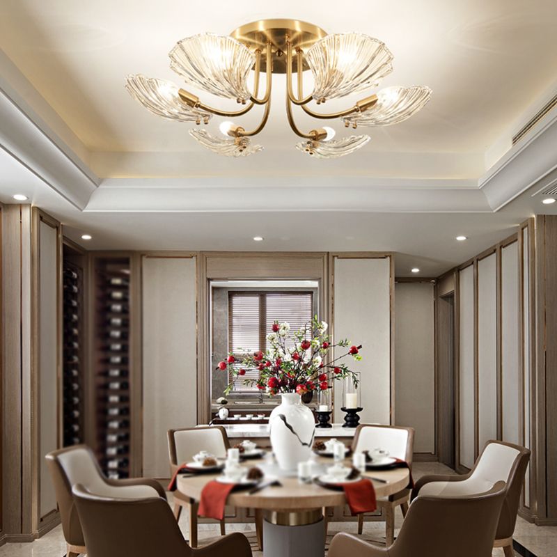 Nordic Style Ceiling Light Shell Shape Ceiling Lamp with Glass Shade for Bedroom