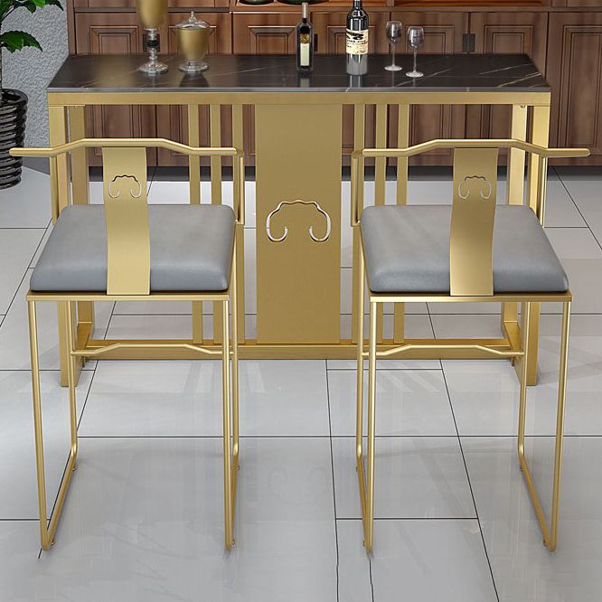 Traditional Luxury Bar Table Set 1/3/5 Pieces Counter Set with Gold Base