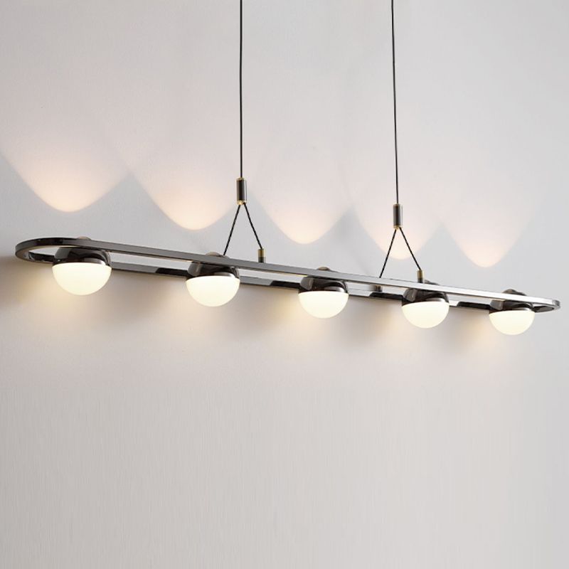 Modern Hanging Light Spherical Globe Island Light Fixture in Black for Dining Room