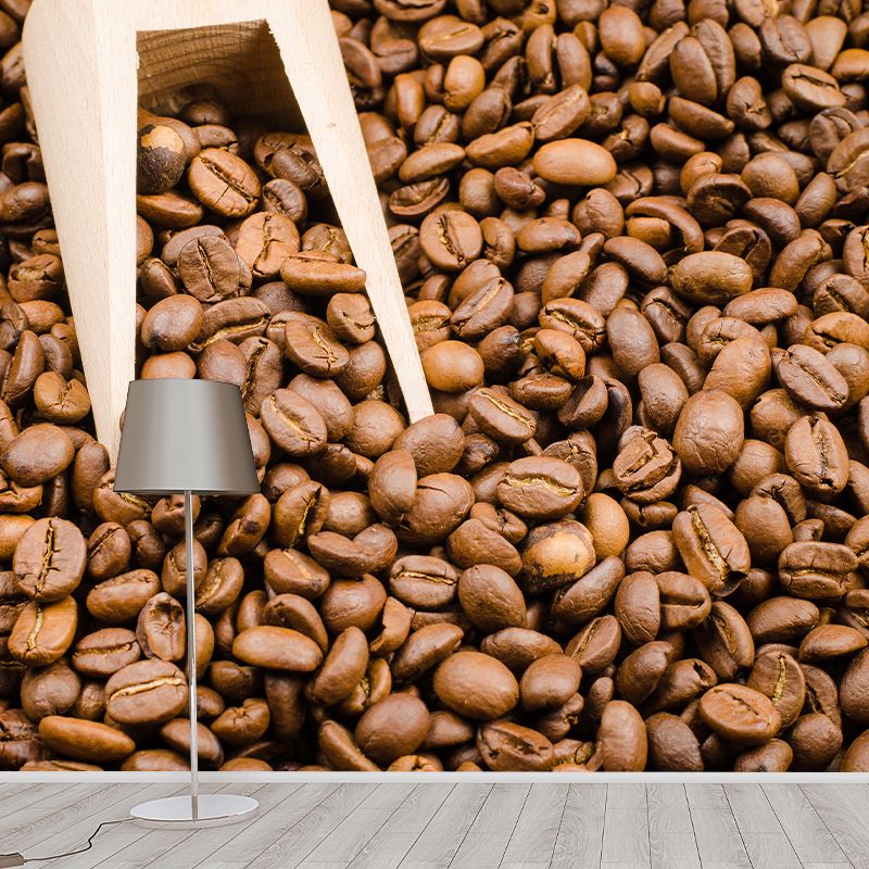 Coffee Beans Mural Wallpaper Decorative Coffee Bar Wall Art in Soft Color