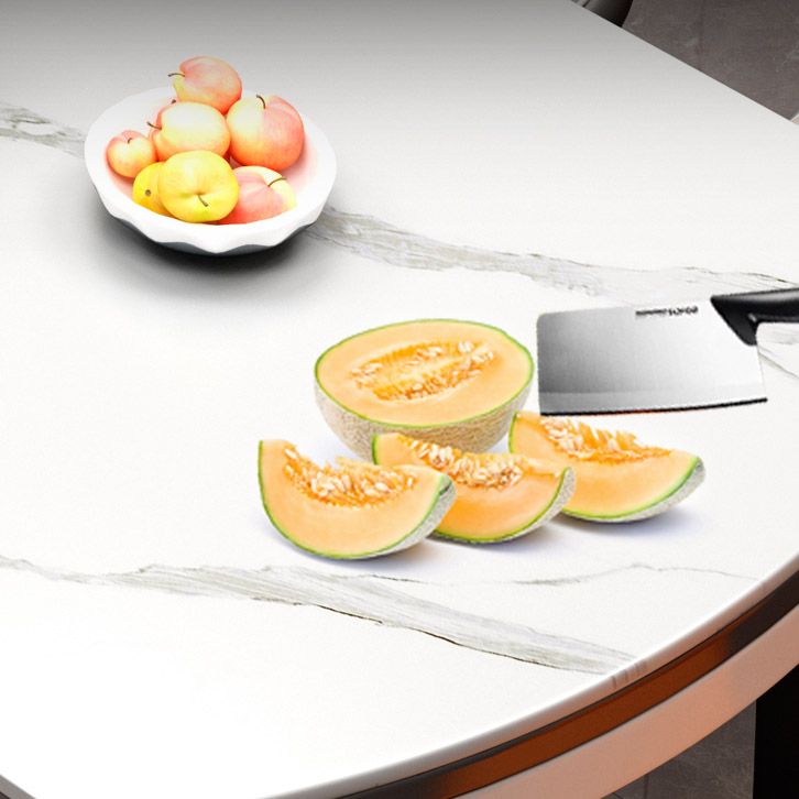 Modern Stone Round Dining Table Rubber Wood Base for Dining Room