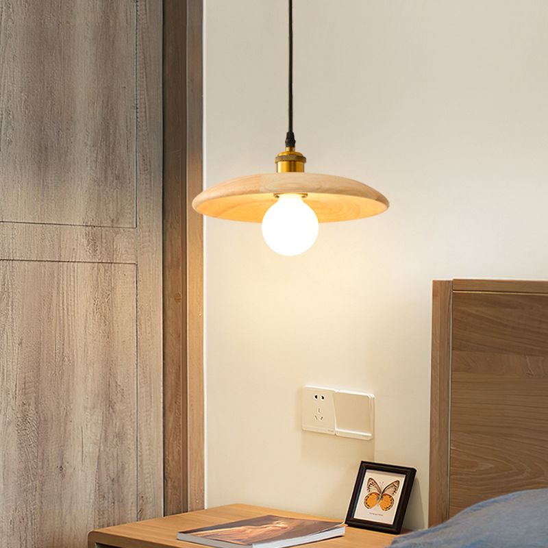 Wooden Circle Suspension Pendant Light Contemporary Style Wood Pendant Ceiling Light