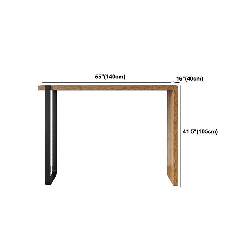 Modern Pine Wood Top Bar Table Brown Pub Table with Double Pedestal