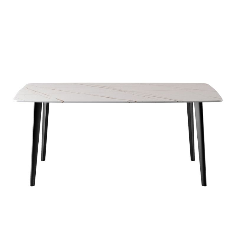 Black Steel 4-foot Table Industrial Rectangle Stone Top Dining Room Table