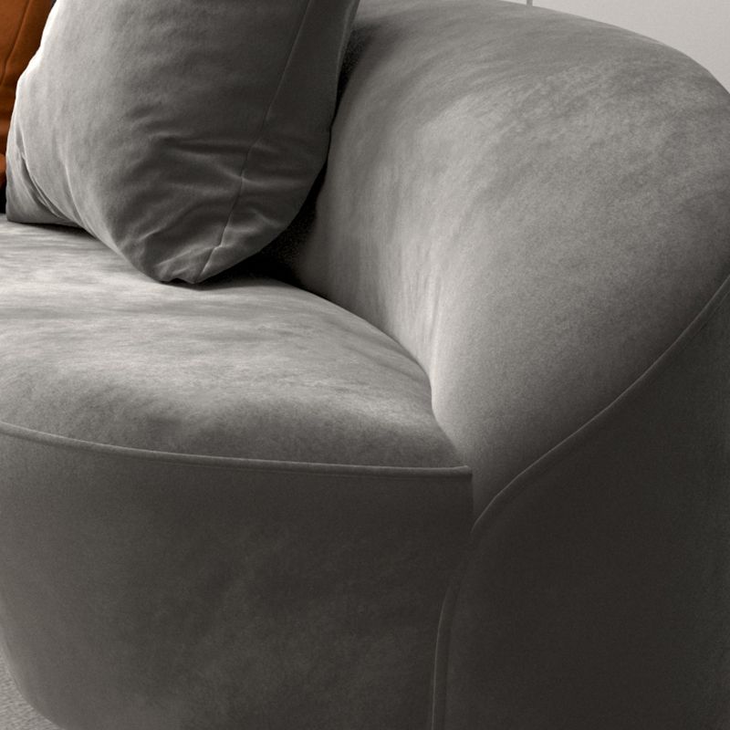 Modern Curved Sofa with Slopped Arm and Golden Base for Living Room