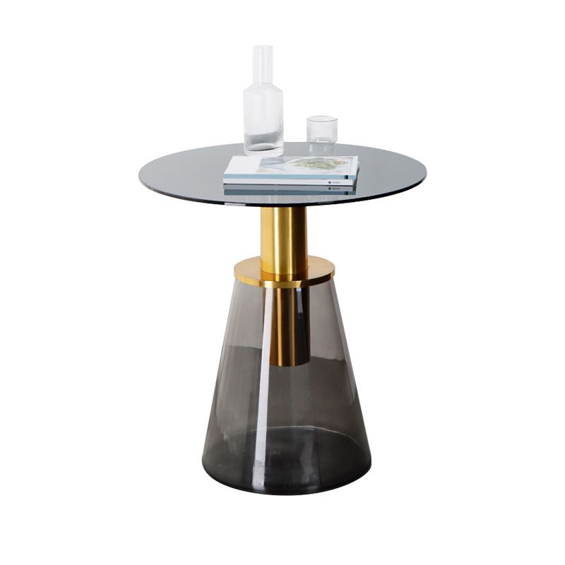 25.2" Tall Contemporary Style Side End Table Glass Pedestal Round Sofa Side Accent Table