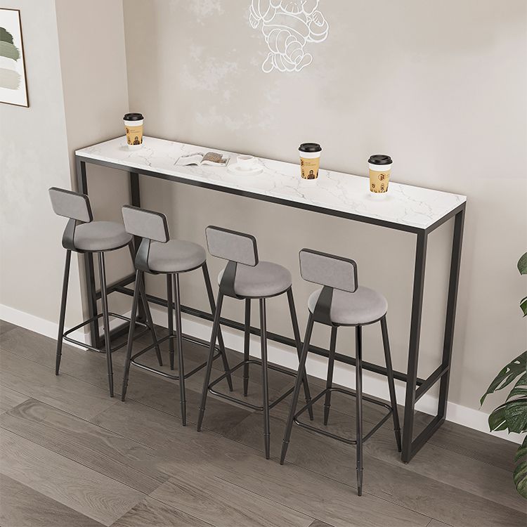 Modern Backrest Counter Stool Iron Milk Tea Shop Bar Stool with Cushion and Pedal