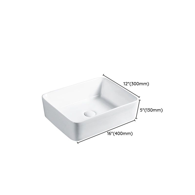 Modern Vessel Bathroom Sink Porcelain with Pop-Up Drain Vessel Sink without Faucet