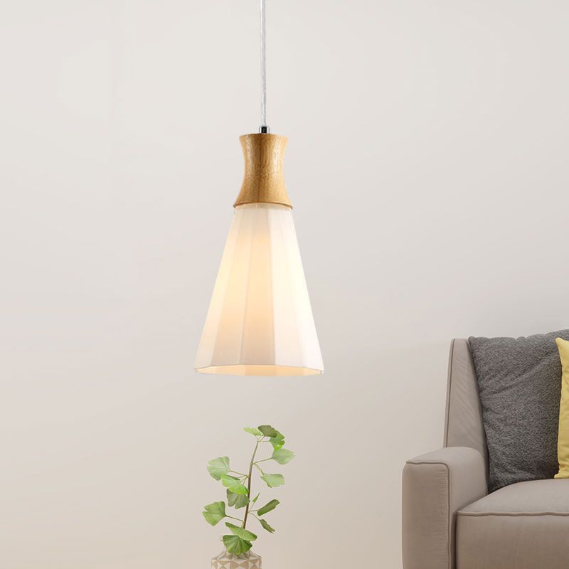 Milk Glass Coolie Hanging Light Nordic Style Suspension Light in White for Cloth Shop Restaurant