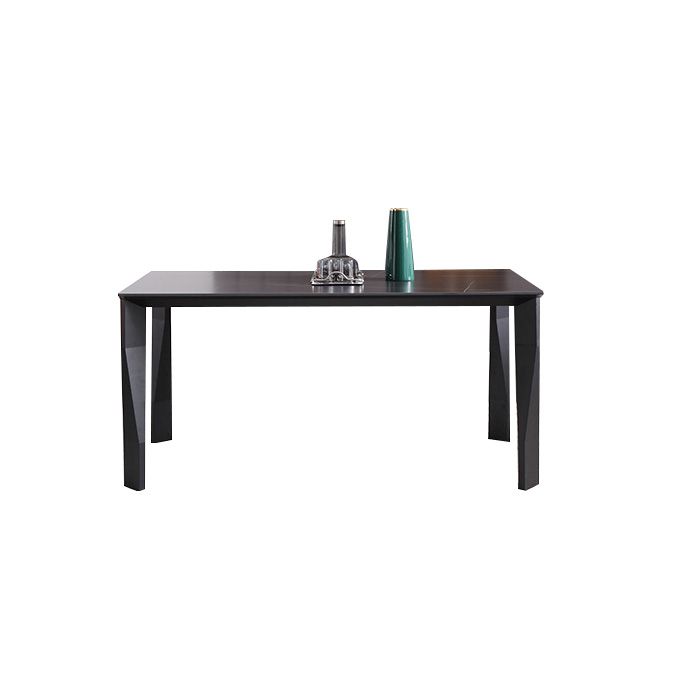 Industrial Dining Table Rectangle Stone Dinette Table in Black
