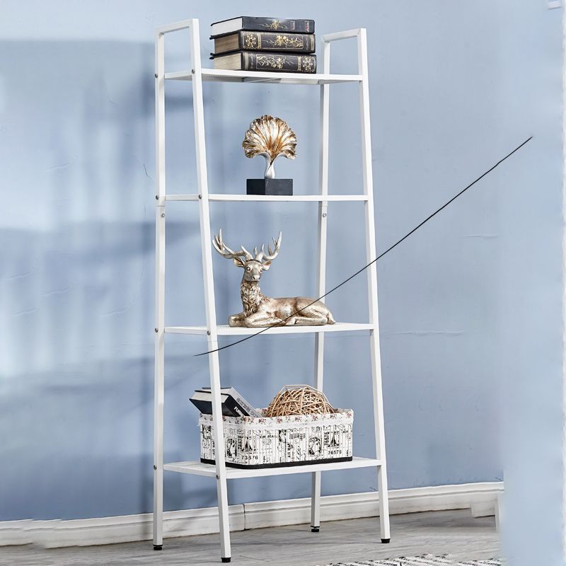 Contemporary Ladder Bookshelf Metal Open Back Bookcase for Home Office