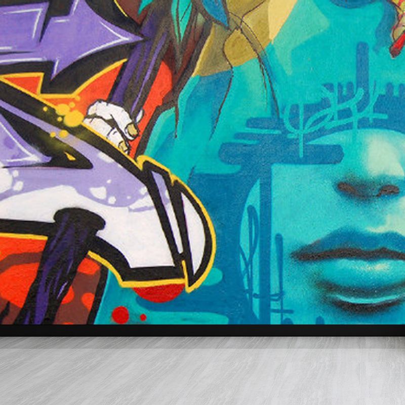 Peinture murale graphique aux couleurs douces, résistante aux taches, décoration murale contemporaine pour salon