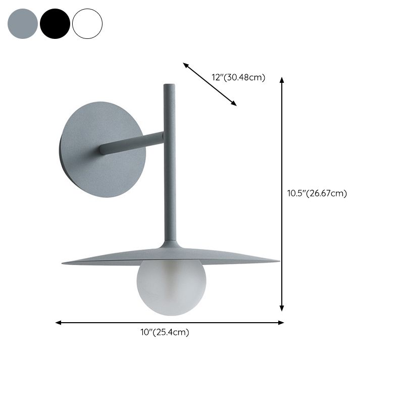 Modern Single Wall Mounted Sconce Metal Wall Light in White/Black/Grey