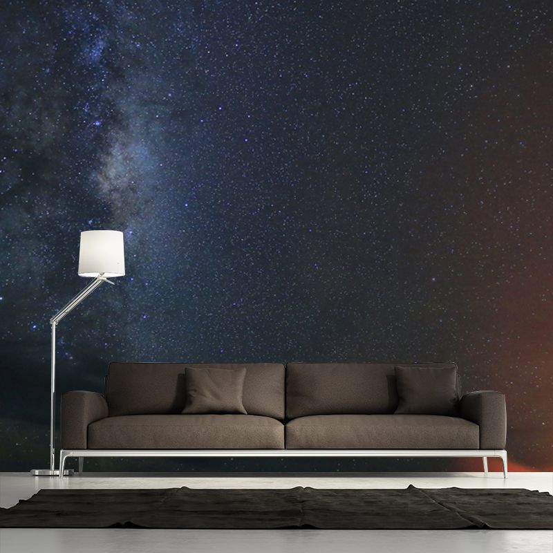 Asteroid Galaxy Wall Mural Decal Contemporary Non-Woven Fabric Wall Art in Black