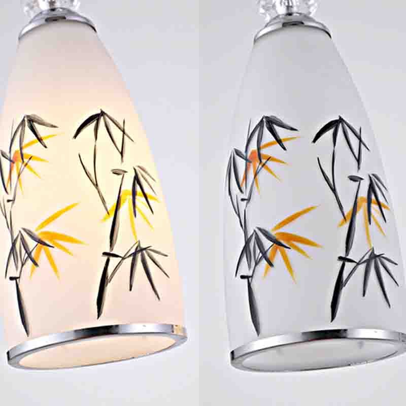 Modern Style Pendant Light Print Glass Shade Suspension Light for Dining Room