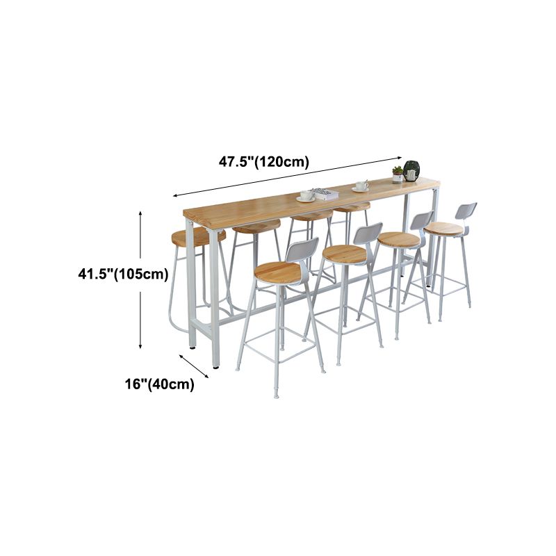 Wood Pub Table Natural Modern Footrest Trestle Pub Height Dining Table (only table)