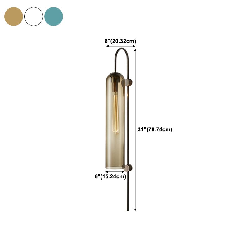 Industrial Metal/Glass Wall Light Polish Finish Lighting for Restaurant