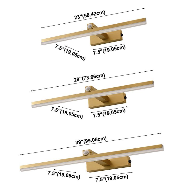 Contemporary Minimalism Style LED Copper Inductive Vanity Wall Lighting Light for Bathroom