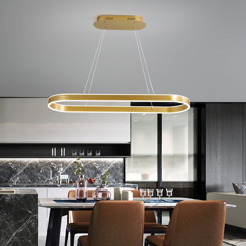 Oval Aluminum Island Pendant Lights Modern Style 2-Lights Chandelier Lamp Fixtures