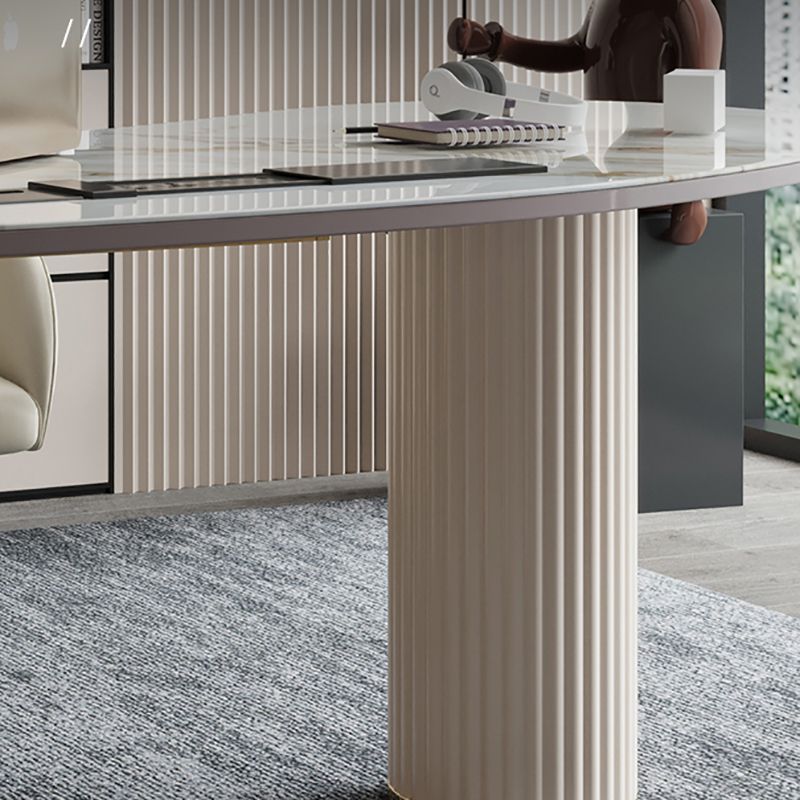 Home Glam Style Writing Desk Pedestal Office Desk with 3 Drawers