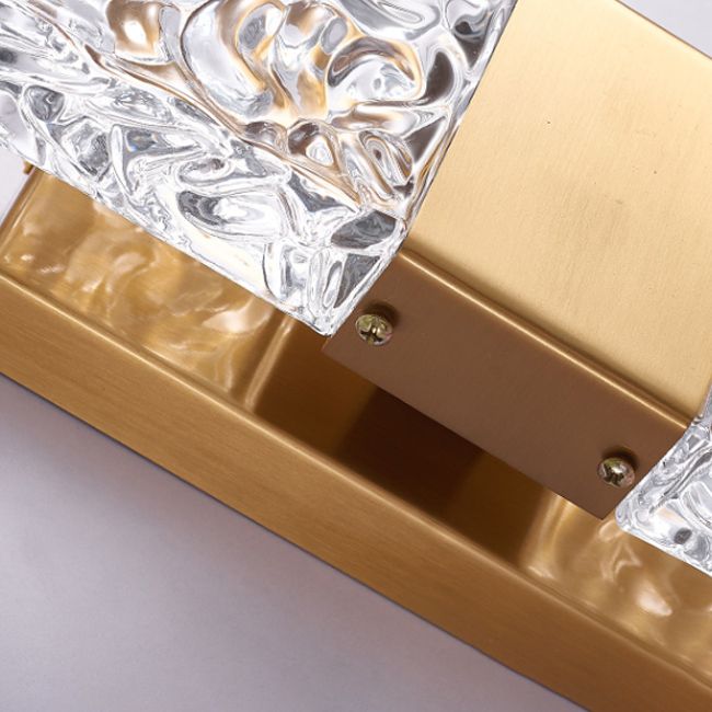 Square Shape Meatl Vanity Sconce Light Modern Style 2-Lights Vanity Mirror Lights in Gold