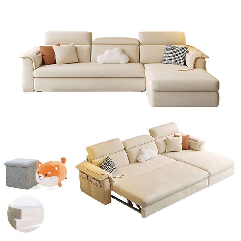 Scandinavian Fabric Sofa Bed Cushion Back Flared Arms with Storage Sleeper Sofa