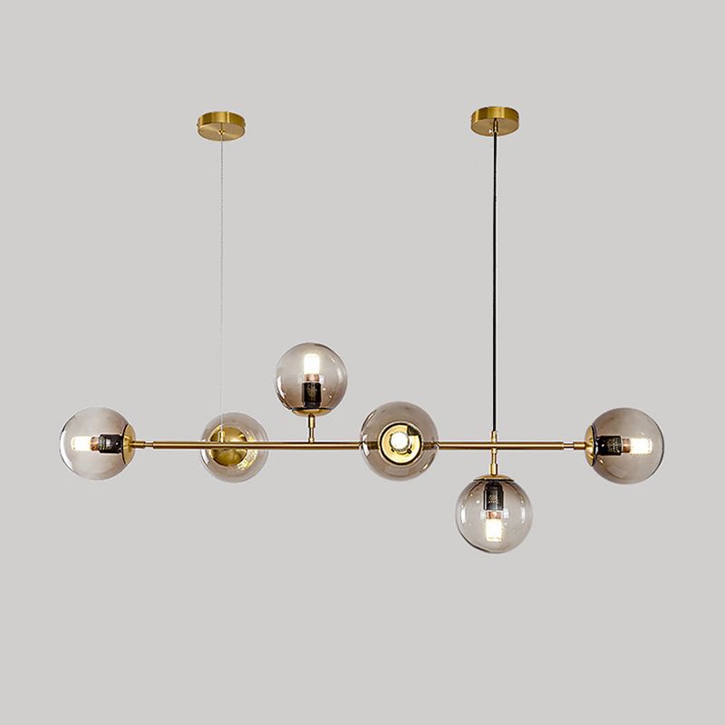 Multi Lights Island Light Modern Island Hanging Light with Glass Shade for Dining Room