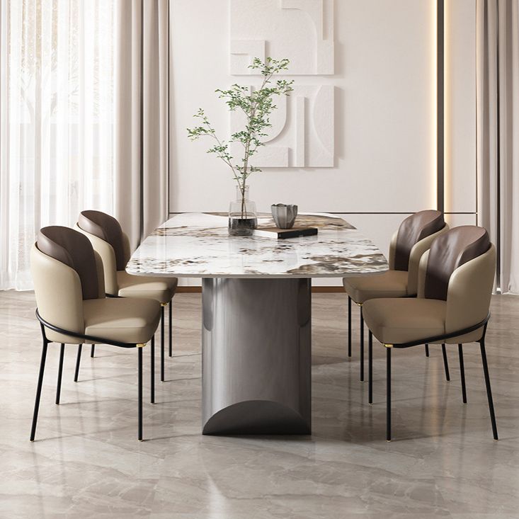 Modern Sintered Stone Top Dining Set Rectangle 1/2/5/6/7 Pieces Dining Room Table Set