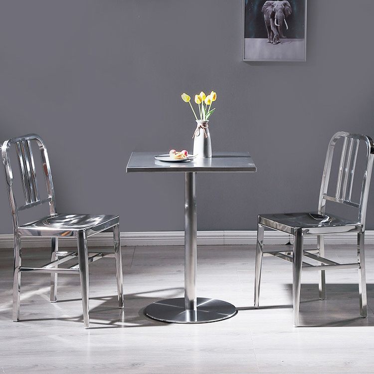 Industrial Dining Room Table Stainless Steel Table with Pedestal Table