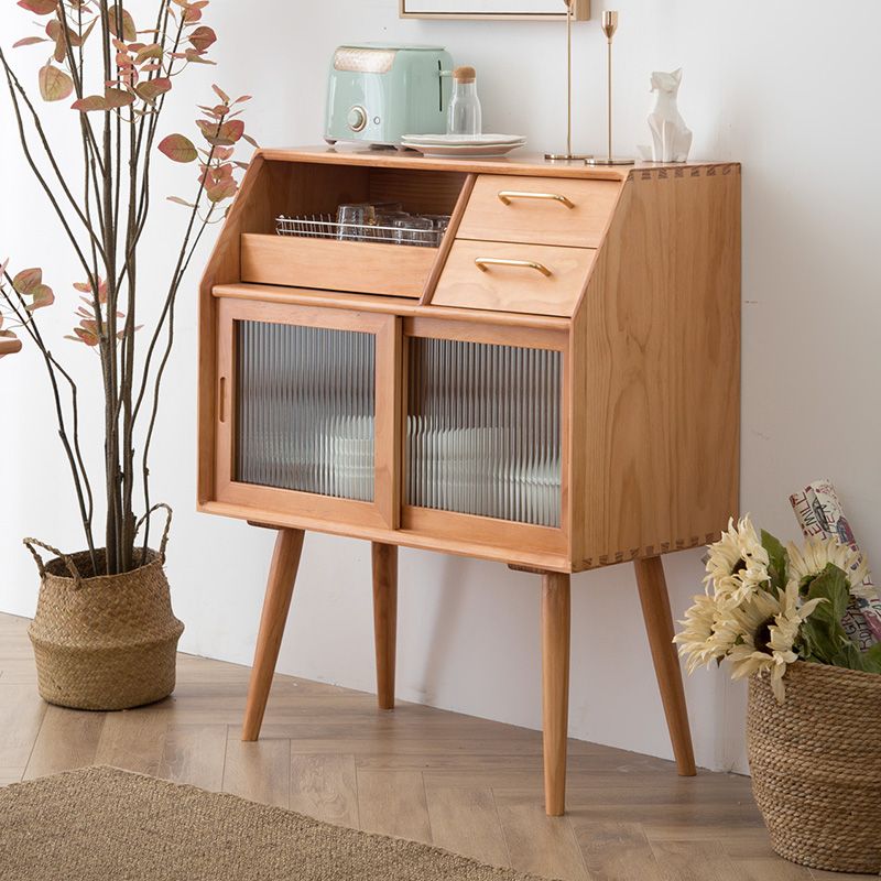 Modern 2 Drawers Sideboard Sliding Doors Sideboard Buffet Table 17" W X 39" H