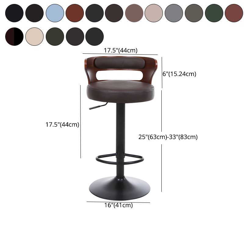 Contemporary Liftable Bar Stool Round Counter Bar Stool with Metal Legs