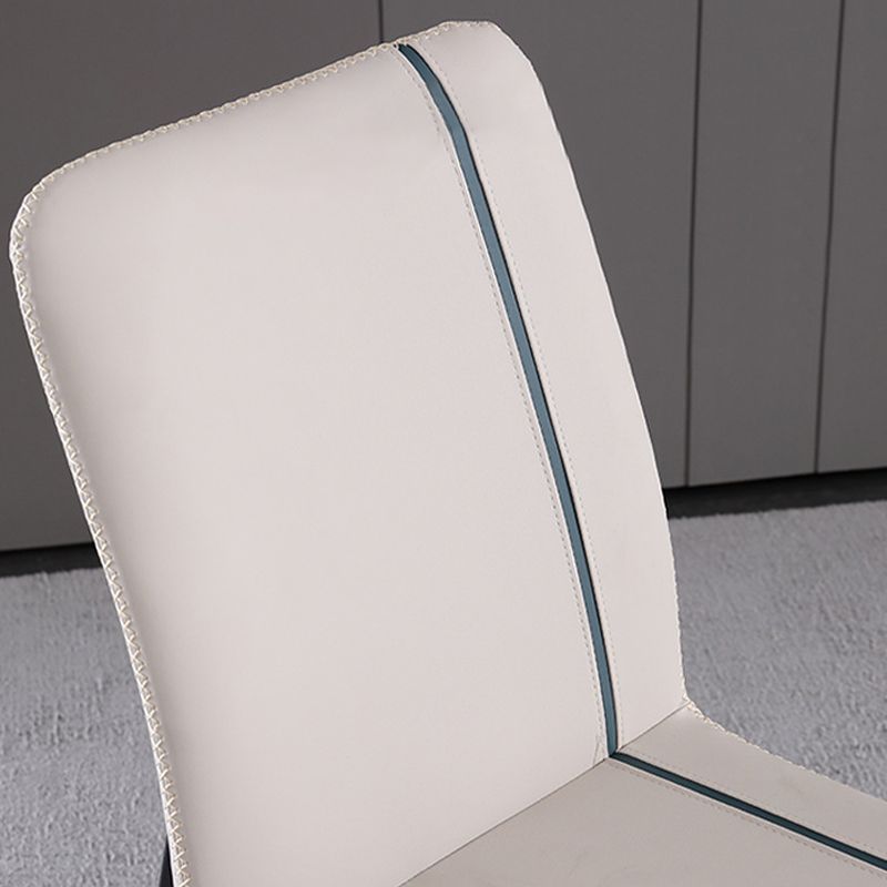 Industrial Armless Side Chairs Faux Leather Dining Chairs with Metal Legs