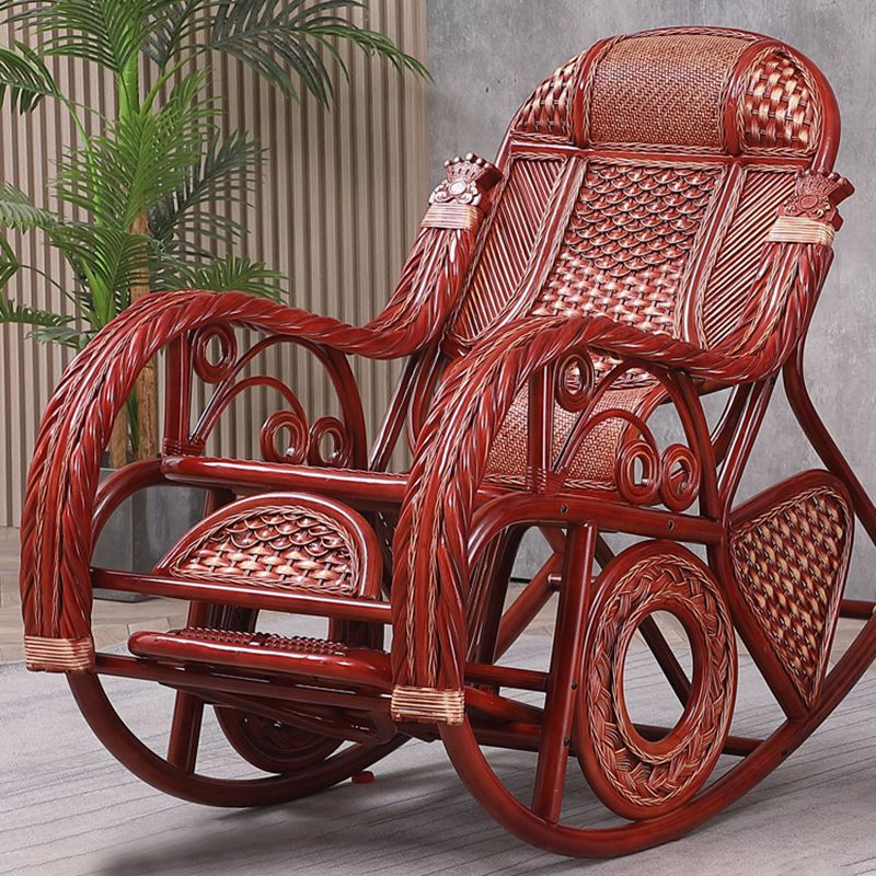 Wicker Traditional Rocking Accent Chair Spindle Rocking Chair for Living Room