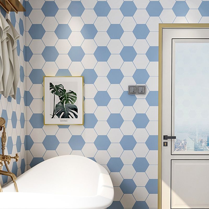 Football Print Stick Wallpapers Contemporary Smooth Wall Covering in Blue for Boys Room