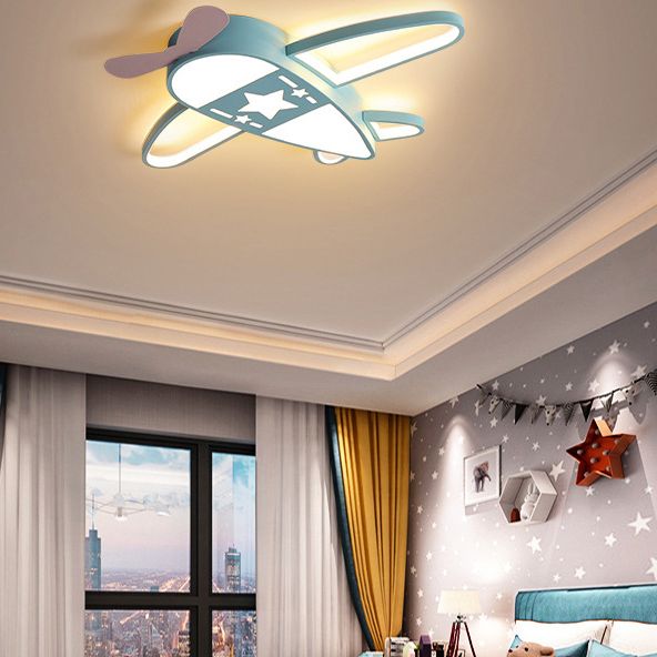 Propeller Plane Child Room LED Flush Mounted Lamp Acrylic Kids Surface Ceiling Light