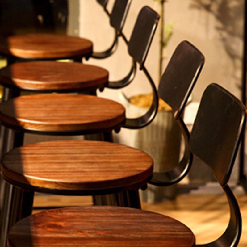 Contemporary Metal Bar Stool Wood Seat Bar Stool for Home Use