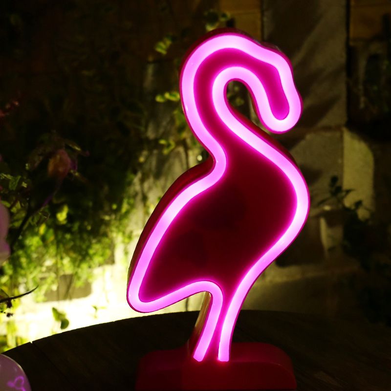 Flamingo Wall Night Lighting Minimalist Plastic LED Bedroom Nightstand Lamp in White